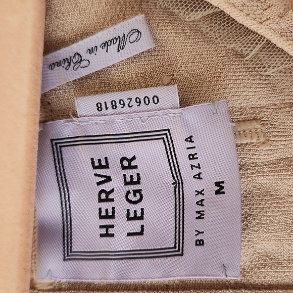 Herve Leger Natia Nude Tulle Dress Size M - Picture 6 of 9